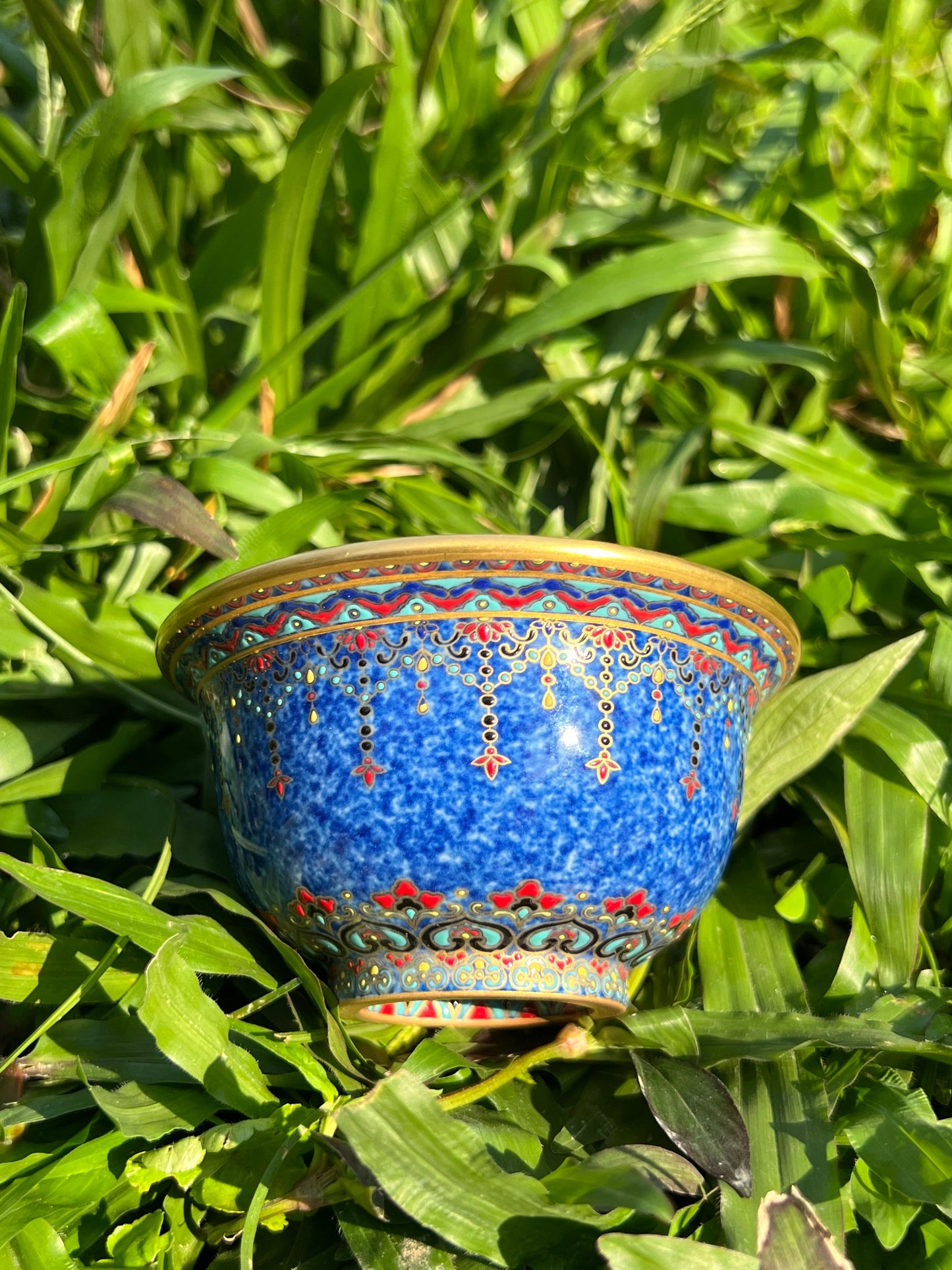 Handcrafted Chinese Hand Painted Chinese Sprinkled Blue Glazed Gaiwan Jingdezhen Mster Ceramic Artwork