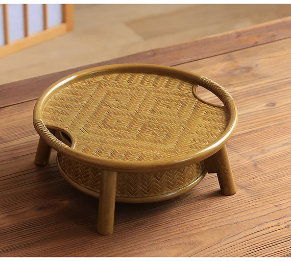 This is a bamboo weaving storage tea box.this is a yellow tea table