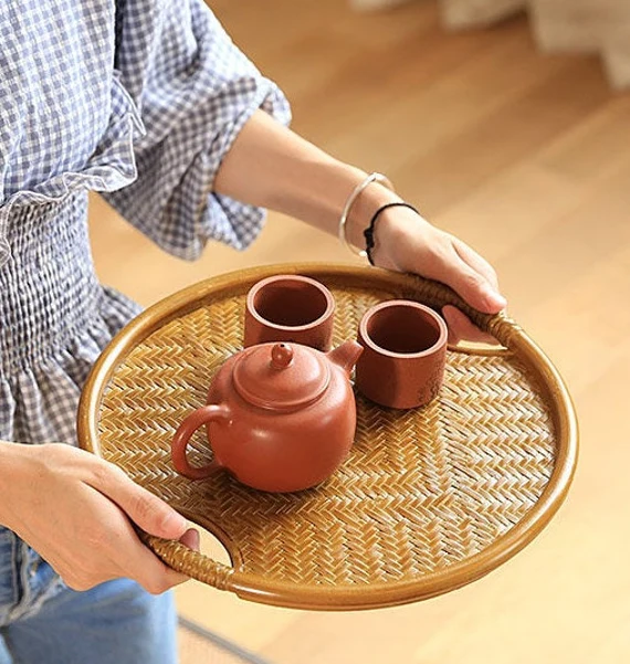 This is a bamboo weaving storage tea box.this is a yellow tea table