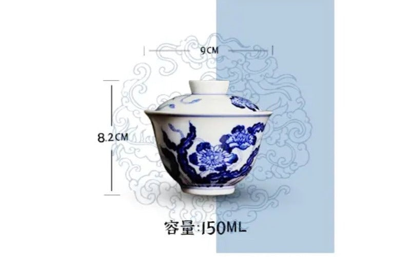 This is a Chinese Jingdezhen blue and white porcelain flower teapot