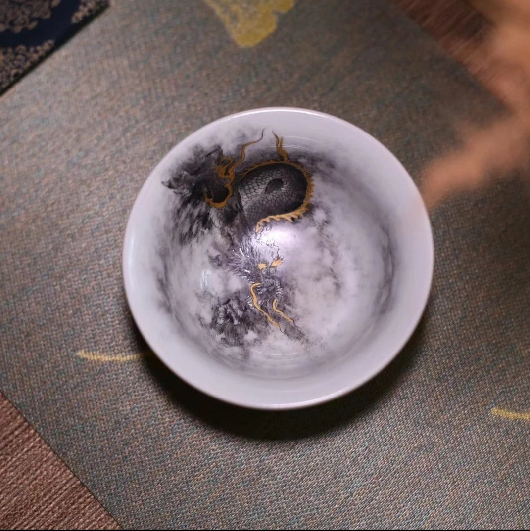 this is a Chinese Jingdezhen ceramic dragon teacup