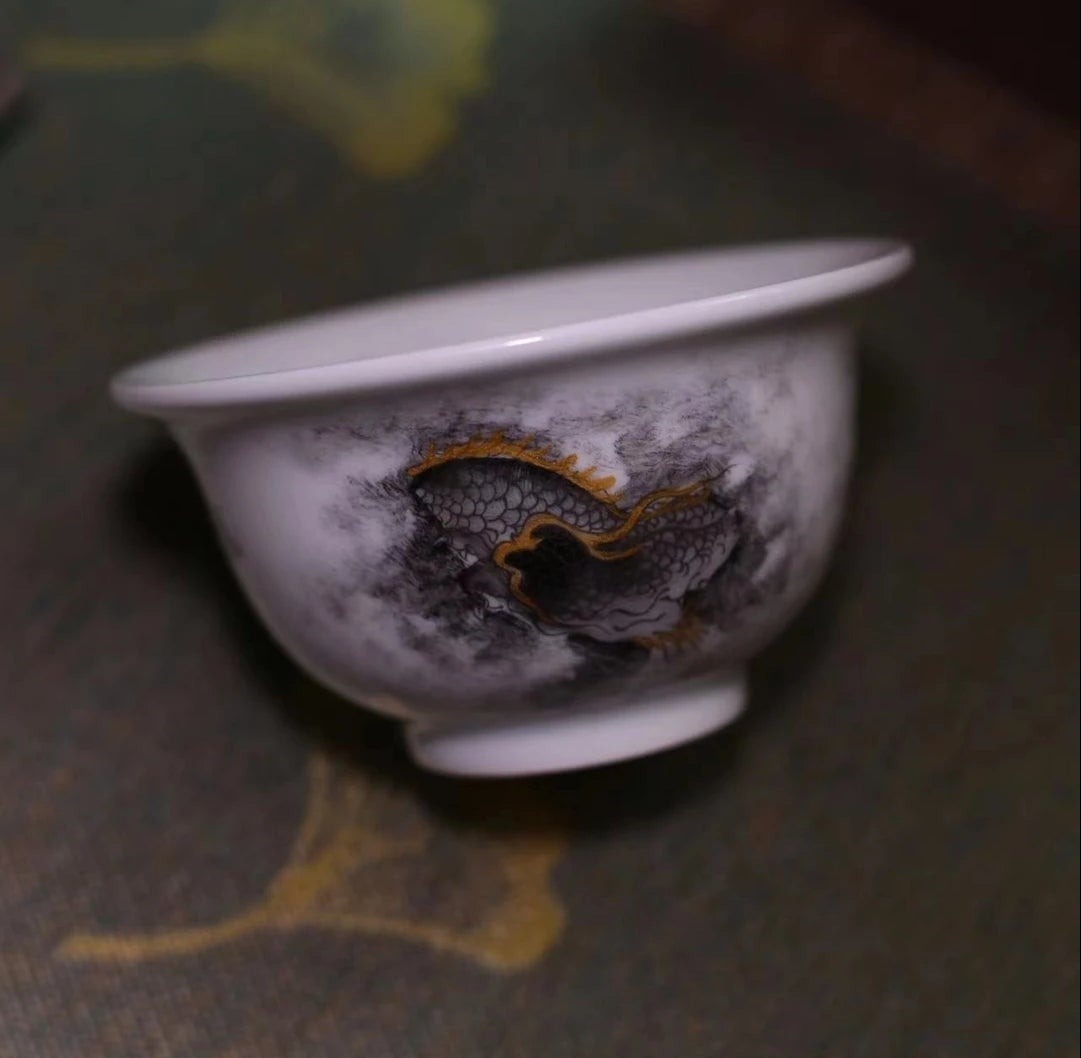 this is a Chinese Jingdezhen ceramic dragon teacup