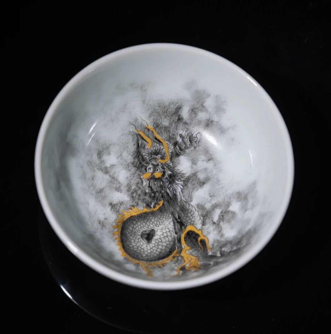 this is a Chinese Jingdezhen ceramic dragon teacup