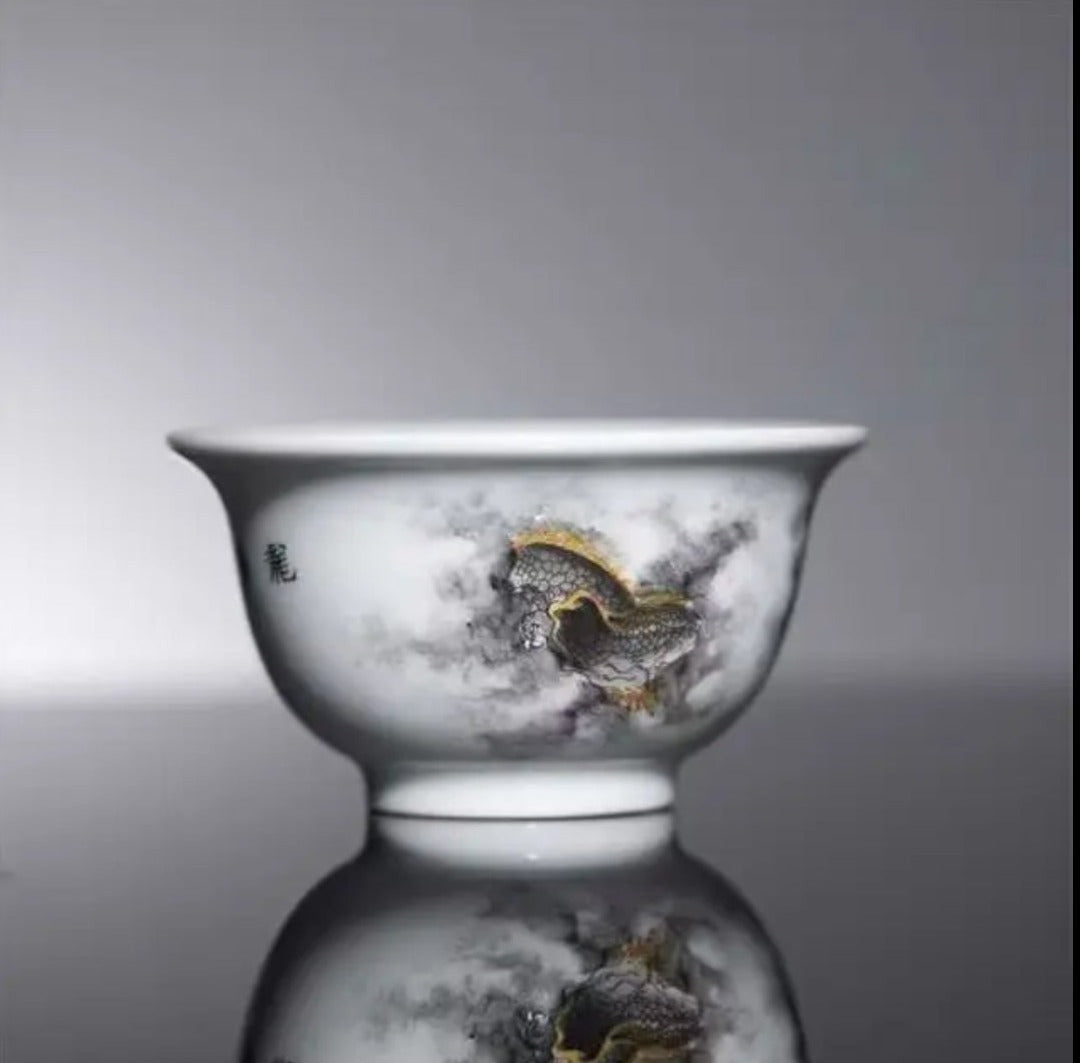 this is a Chinese Jingdezhen ceramic dragon teacup