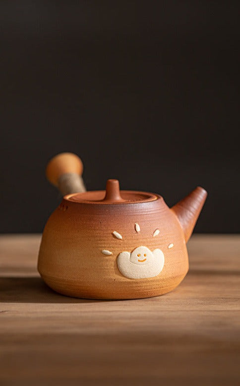 Japanese Totoro Painting Style Kettle Stove Set Handmade Charcoal Stove Set Chinese Master Pottery