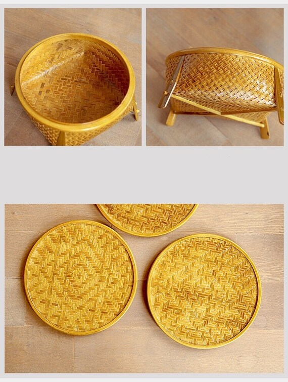 This is a bamboo weaving storage tea box.this is a yellow tea table