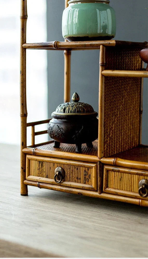 This is a meilu bamboo shelf bamboo rack.this is a bamboo teaware storage shelf