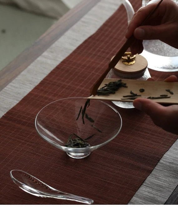 This is a glass tea bowl