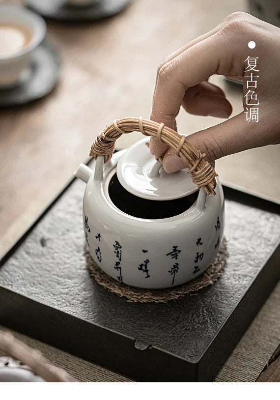 This is a ceramic teapot