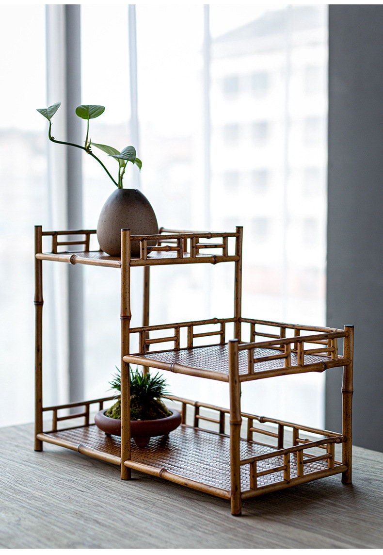 This is a meilu bamboo shelf.this is a bamboo teaware storage shelf