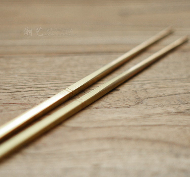 Handmade Copper Gongfu Stove Fire Chopsticks Brass Chopsticks Traditinal Chinese Charcoal Chopsticks