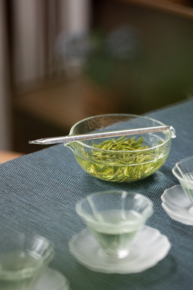 This is a glass tea bowl