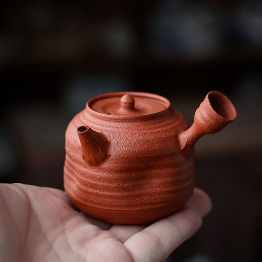 Chinese Chaozhou Handmade Traditional Zhuni Red Mud Pottery  Teapot Small Size Dangcong Oolong Gongfu Teapot Side Handle Teapot
