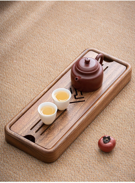 Walnut water storage tea tray new Chinese style dry bubble table home small tea tray drainer solid wood modern minimalist dry bubble tray
