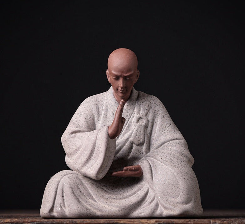 Chinese Zen Mini Monk Sculpture Tea Pet Classic Cermony Style