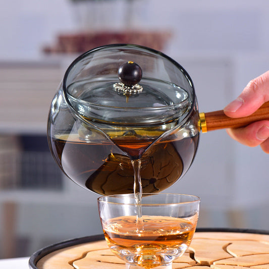 Handmade Original Glass Teapot Side Handle Teapot Modern Rotate 365° Teapot Brewing Teapot Kungfu Tea Set
