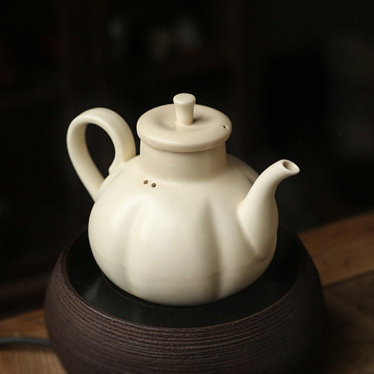 Chinese Pottery Pot Wood Ash Glazed Teapot Kettle White Mud Ceramic Heater 220v Kettle